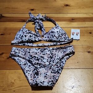 Stylish Women's Swimwear Bikini Set - Black and White